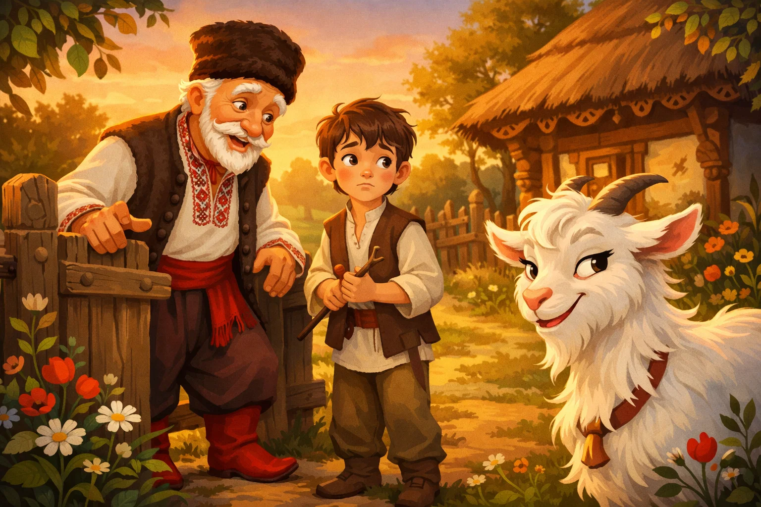 Читати онлайн українську народну казку Коза Дереза з малюнками безкоштовно