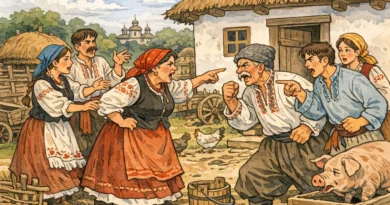 Родина Кайдашів у сільському дворі — короткий зміст «Кайдашева сім’я» по розділах