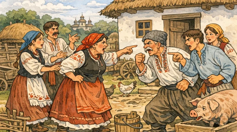 Родина Кайдашів у сільському дворі — короткий зміст «Кайдашева сім’я» по розділах