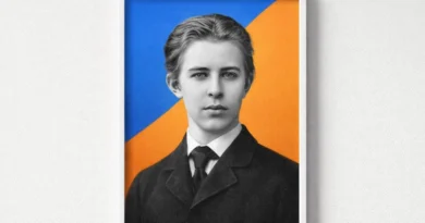 Создай стильный портрет в рамке, как современный художественный постер. Используй загруженное фото человека как основу (референс лица). Черно-белый классический портрет мужчины XIX века, аккуратно отретушированный, мягкий свет, высокая детализация, винтажная фотография. Портрет помещён в светлую минималистичную рамку с лёгкой тенью (эффект объёма). Фон — современный, абстрактный и чистый: используются основные цвета #2f80ed (синий) и #ff8c42 (оранжевый), геометрические формы с мягкими углами, диагональное разделение фона, плавные переходы и лёгкие градиенты. Композиция: портрет строго по центру светлая рамка с мягкой тенью фон разделён диагональю (синий + оранжевый) современный минималистичный дизайн Стиль: modern editorial design, minimalism, soft shadows, clean composition, blue and orange contrast, behance style